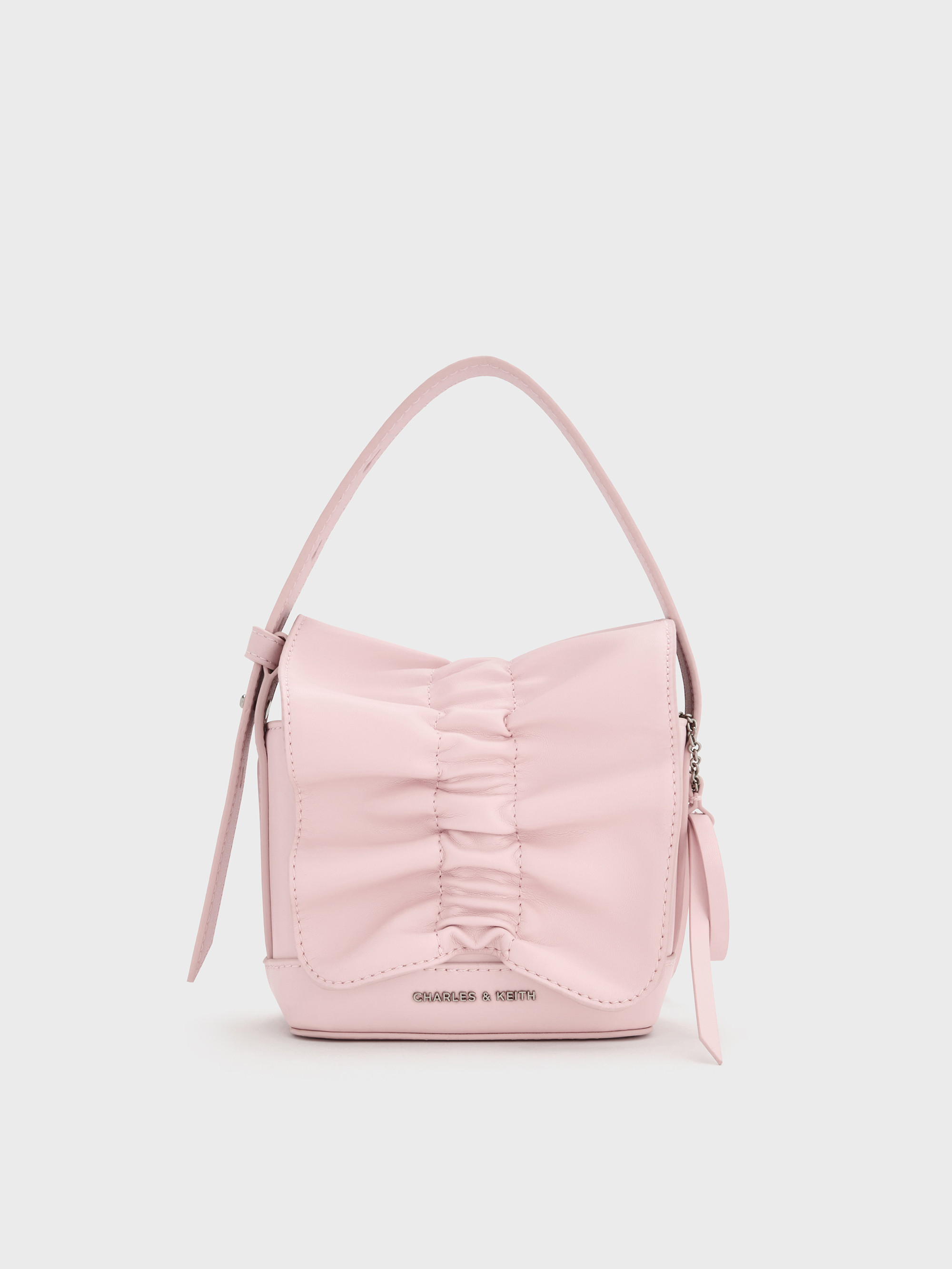 Kadee Ruched Bow-Charm Mini Bag
    
         - Cotton Candy Pink | Charles & Keith UK