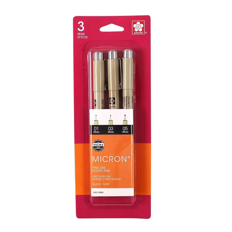 3pk Micron Archival Ink Multi-Size Tip Pen Set - Black | Target