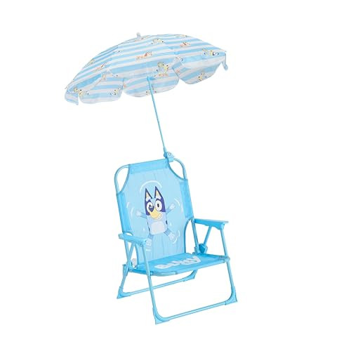 Idea Nuova Bluey Kids Outdoor Folding Beach Chair with Umbrella,Portable Camp Chair for Ages 3+, ... | Amazon (US)