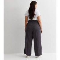 Women's Plus Size Grey Tailored Wide Leg Trousers Curves New Look | New Look (UK)