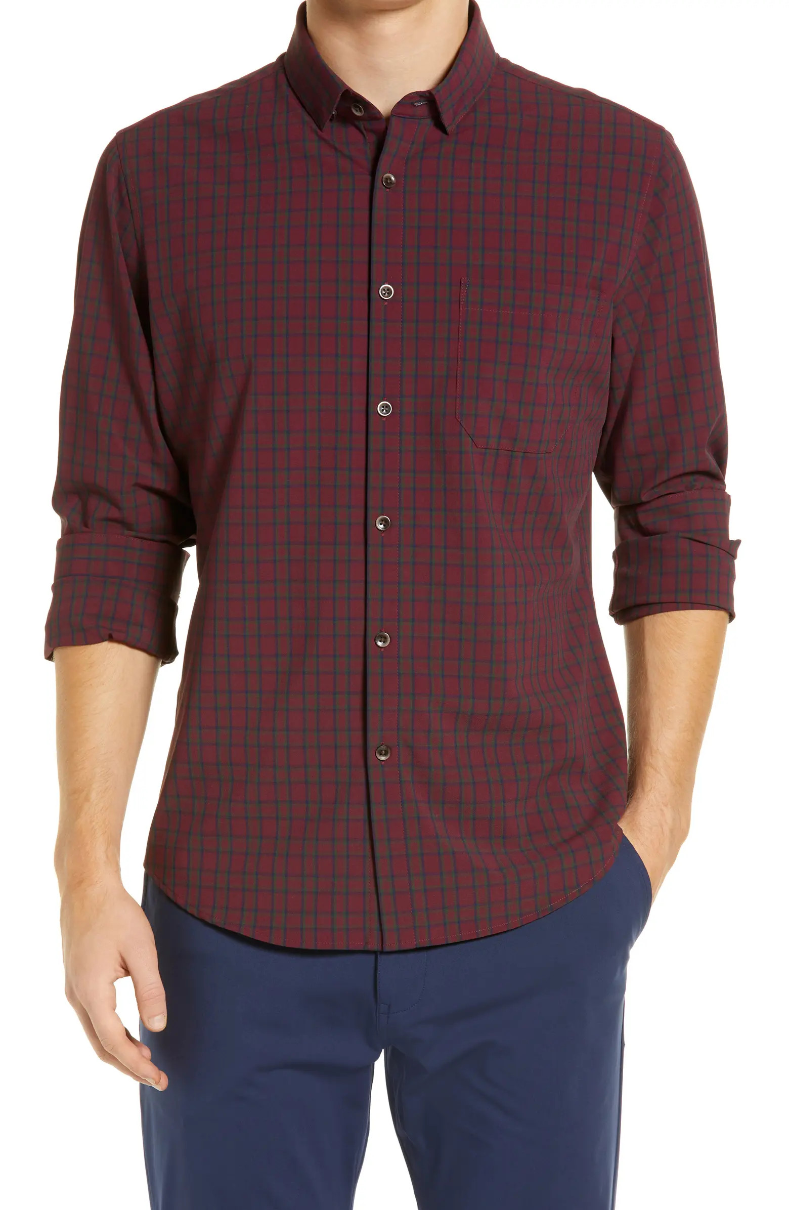 Mizzen+Main Leeward No Tuck Plaid Performance Button-Up Shirt | Nordstrom | Nordstrom