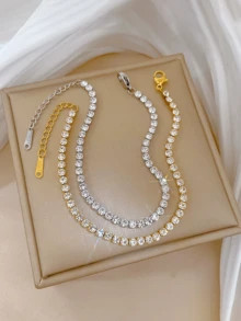 1pc Elegant Stainless Steel Rhinestone Bracelet, Fashionable Sparkling Jewelry For Women, Suitabl... | SHEIN