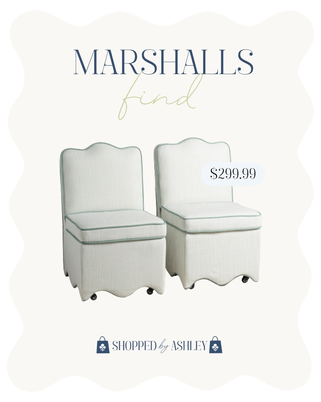 Set of 2 dining chairs (on casters!!) just added online at @Marshalls 😍

Lillian August, scallop chairs, HomeGoods find, TJ Maxx find, stripe chairs, Grandmillennial home, Grandmillennial decor

#LTKHome