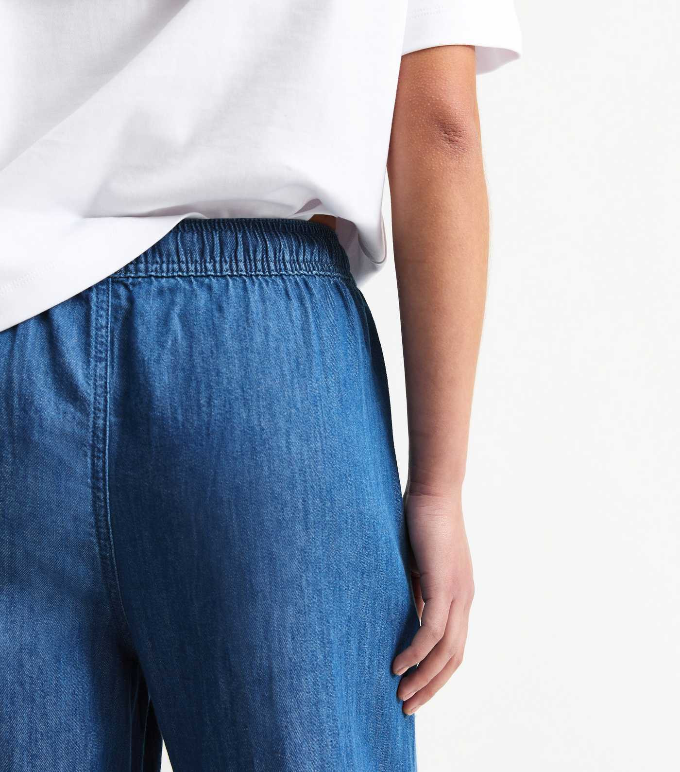 Blue Drawstring Waist Soft Denim Trousers | New Look | New Look (UK)
