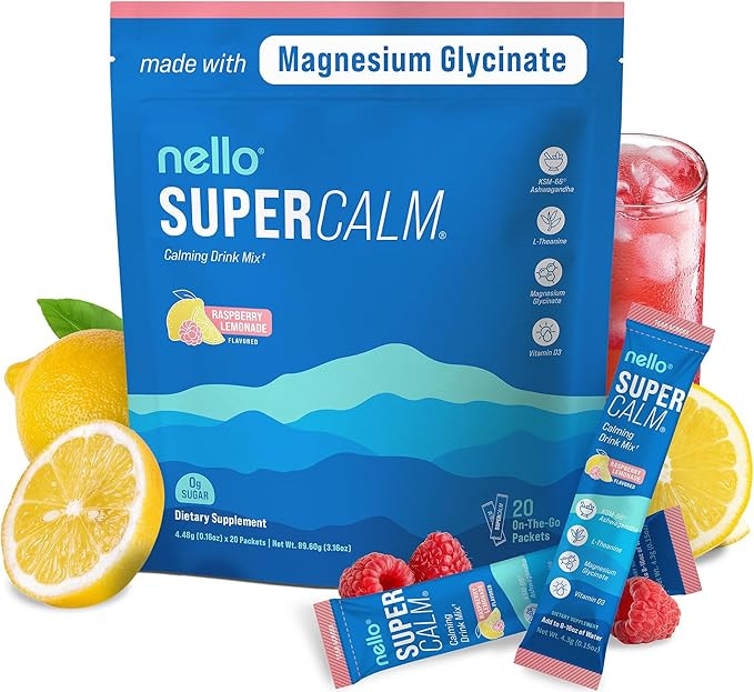 Supercalm Powdered Drink Mix, Raspberry Lemonade, L Theanine, Ksm-66 Ashwagandha, Magnesium Glyci... | Amazon (US)
