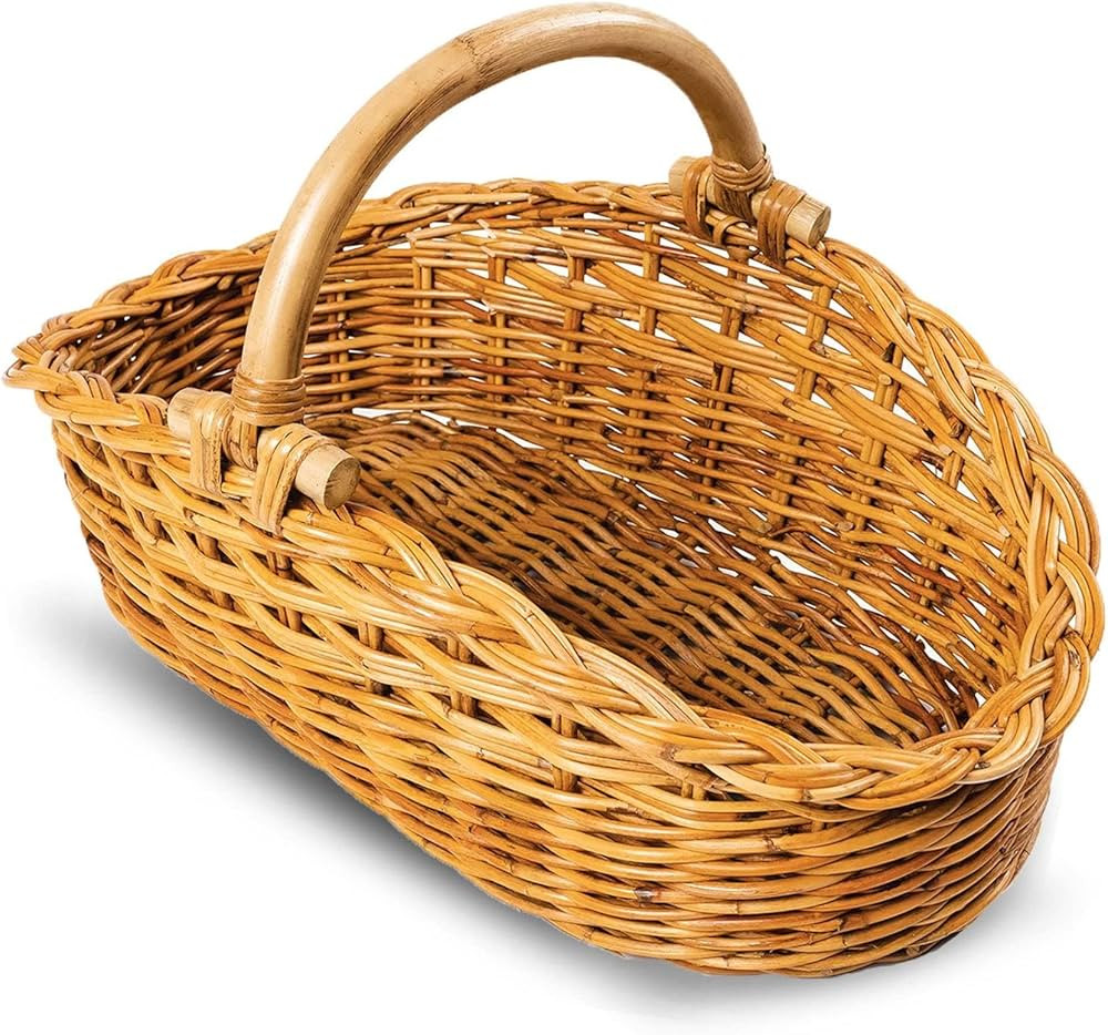 The Basket Lady Wicker Gathering Basket, Large, 22.5 in L x 12.5 in W x 12 in H, Simply Natural (... | Amazon (US)