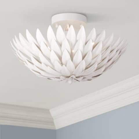 Crystorama Broche 16"W Leaves Matte White Ceiling Light | Lamps Plus