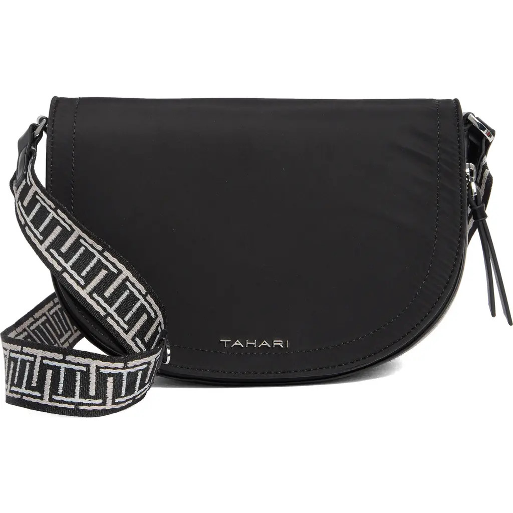 Tahari Marcy Expandable Crescent Crossbody Bag in Black Nylon at Nordstrom Rack | Nordstrom Rack