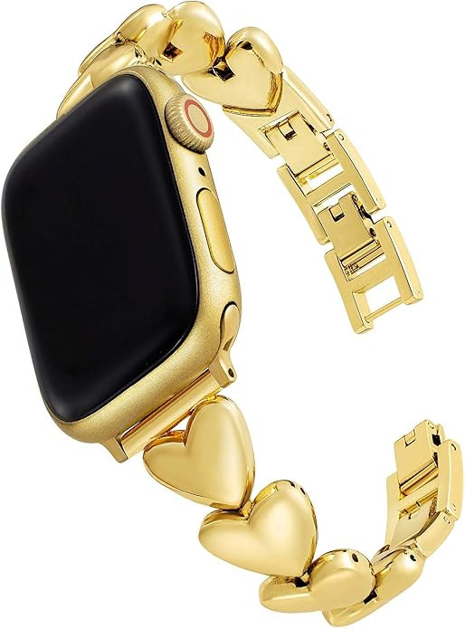 Glossy Love Metal Watch Band for Women Compatible with Apple Watch 38/40/41/42/44/45/46/49mm, Ser... | Amazon (US)