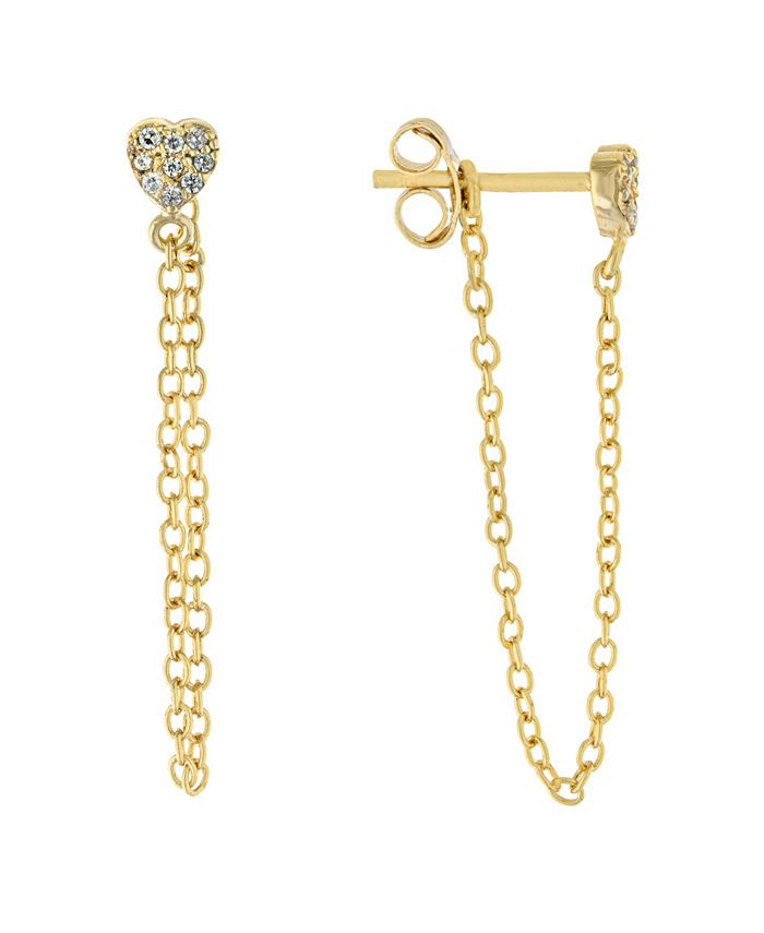 Cubic Zirconia Front Back Post Chain Earrings in Gold Over Sterling Silver | Macys (US)