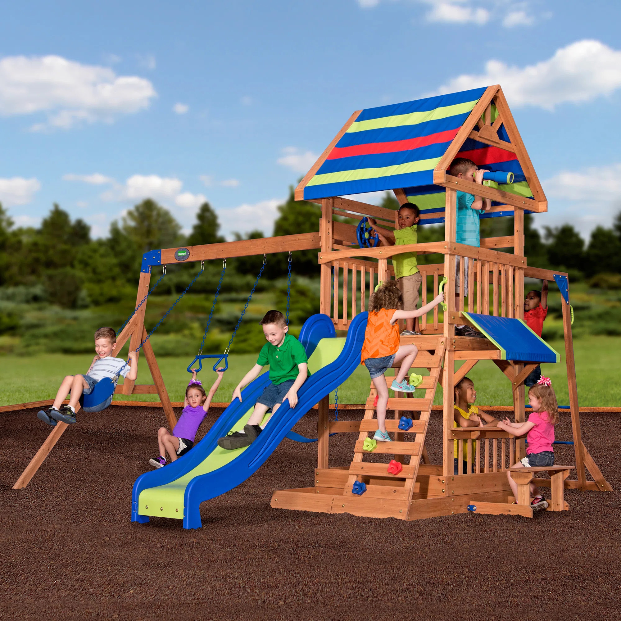Backyard Discovery Beach Front All Cedar Swing Set & Reviews | Wayfair | Wayfair North America