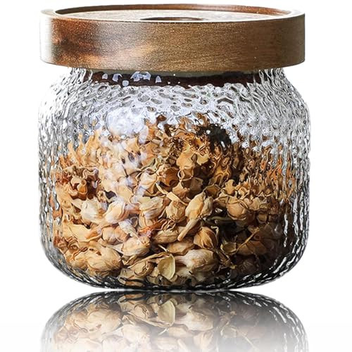 Viovian 10 OZ Glass Jar with Lid Food Vintage Decorative Glass Storage Jars Coffee Nuts Canister Anti-Slip Kitchen Container for Sugar Candy Cookie Spice Tea 300ML | Amazon (US)