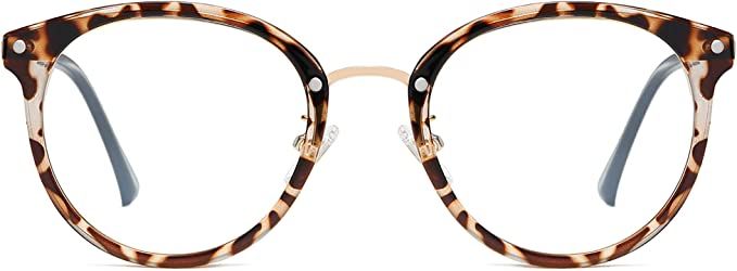 SOJOS Retro Big Round Blue Light Computer Glasses TR90 Eyewear Frame Ashley SJ9001 with Brown Fra... | Amazon (US)