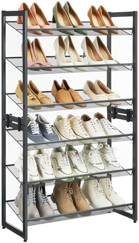 SONGMICS Shoe Rack, 6-Tier Shoe Organizer, Metal Rack for Garage, Set of 2, 3-Tier Stackable Shel... | Amazon (US)