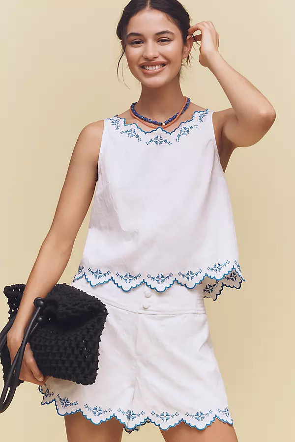 Sleeveless Embroidered Blouse | Anthropologie (US)