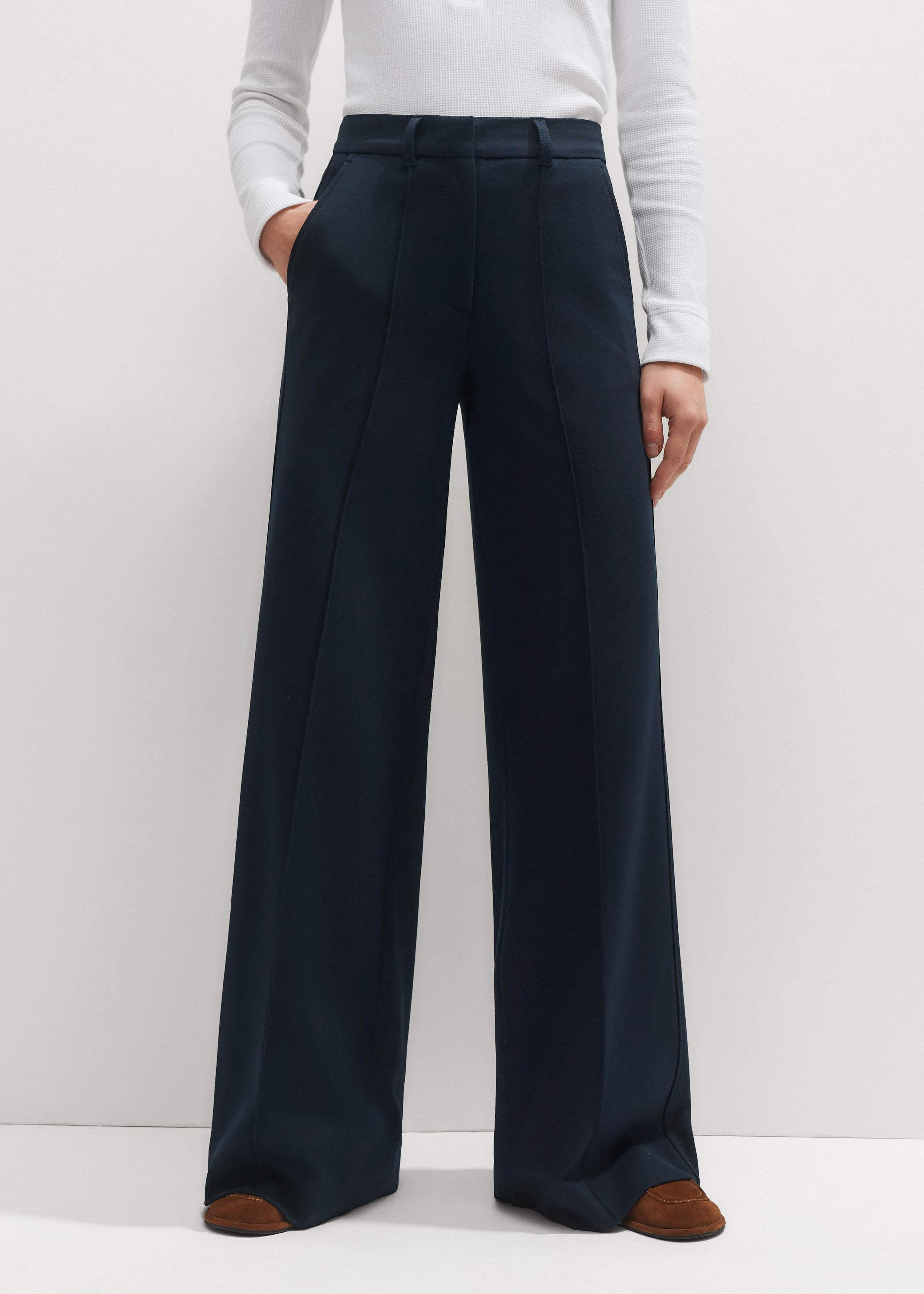 Women's Navy Luxe Travel Tailoring Man Pant | ME+EM | ME+EM Global (Excluding US)