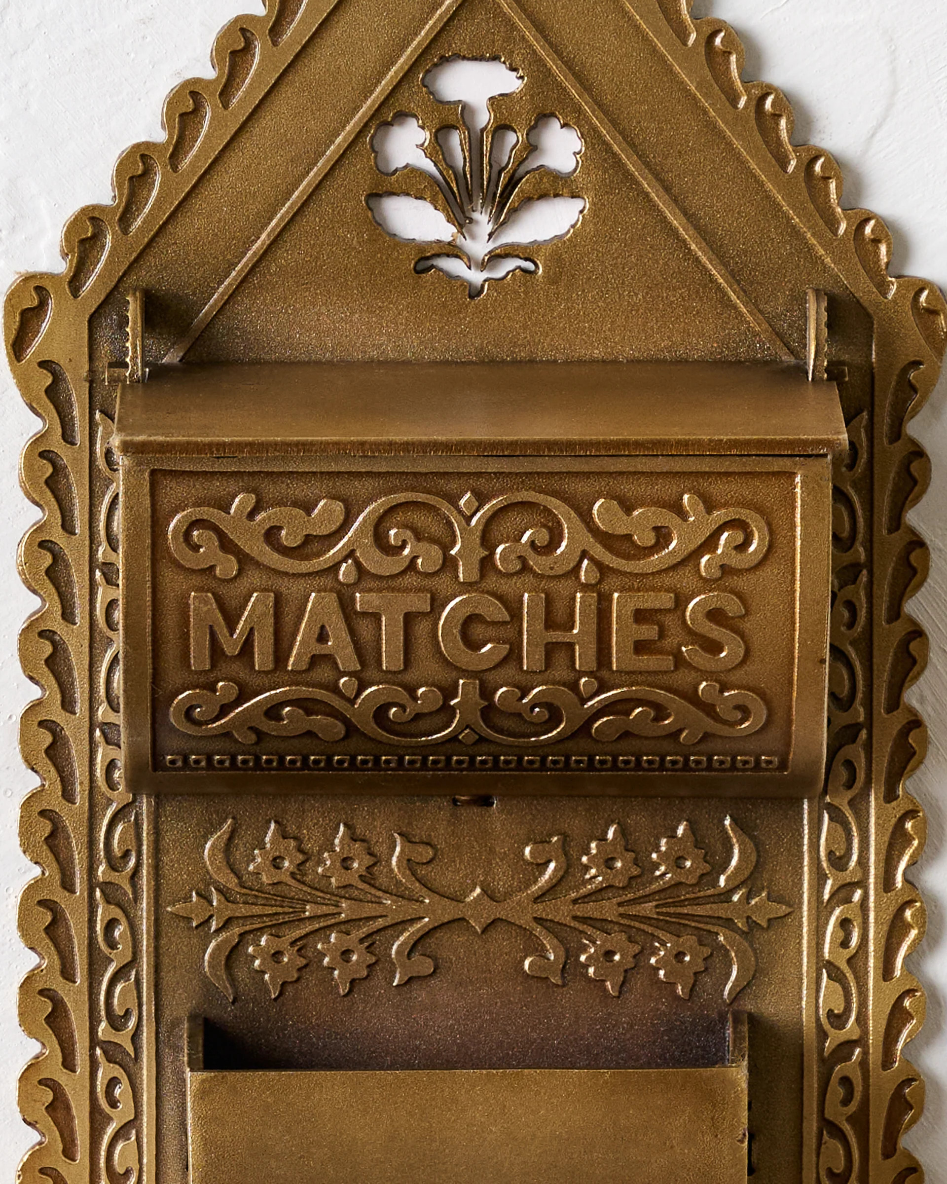 Antique Brass Iron Match Holder | Magnolia
