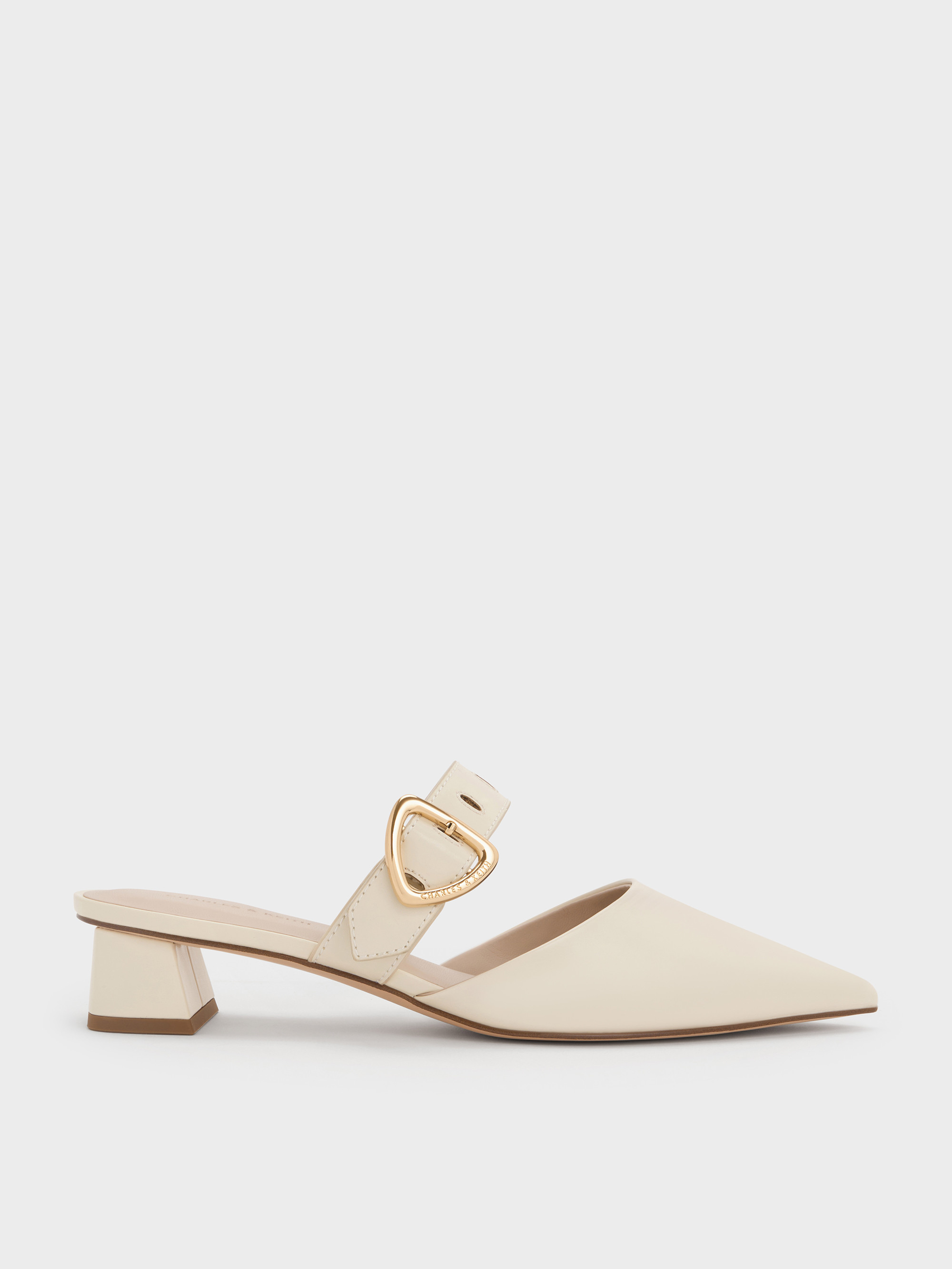 Sepphe Cut-Out Heeled Mules
 - Cream | Charles & Keith UK