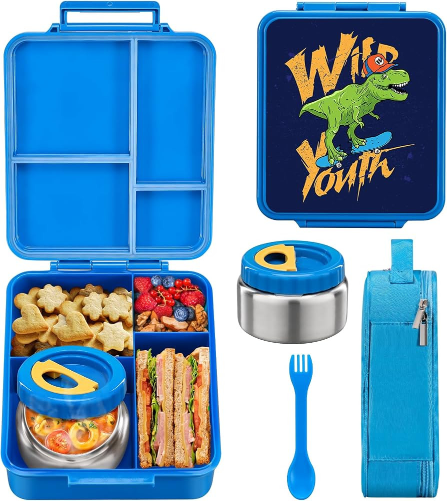 MAISON HUIS Bento Lunch Box for Kids With 8oz Soup Thermo, Leakproof Lunch Compartment Containers... | Amazon (US)