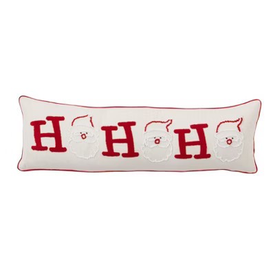 Saro Lifestyle Ho Ho Ho Santa Throw Pillow Cover, 13"x40", Red/White | Target