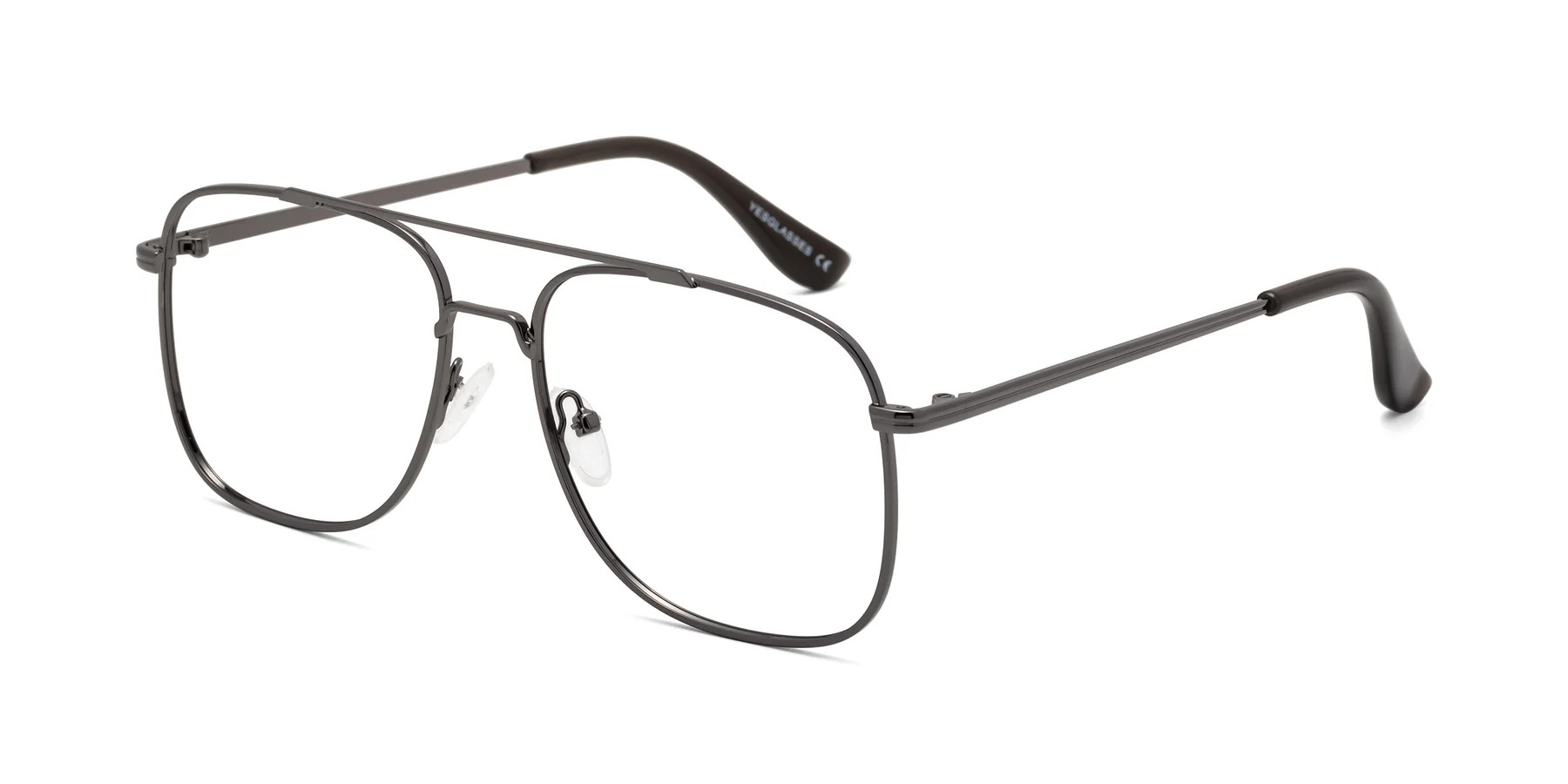 Gunmetal Double Bridge Grandpa Metal Blue Light Glasses | Yesglasses