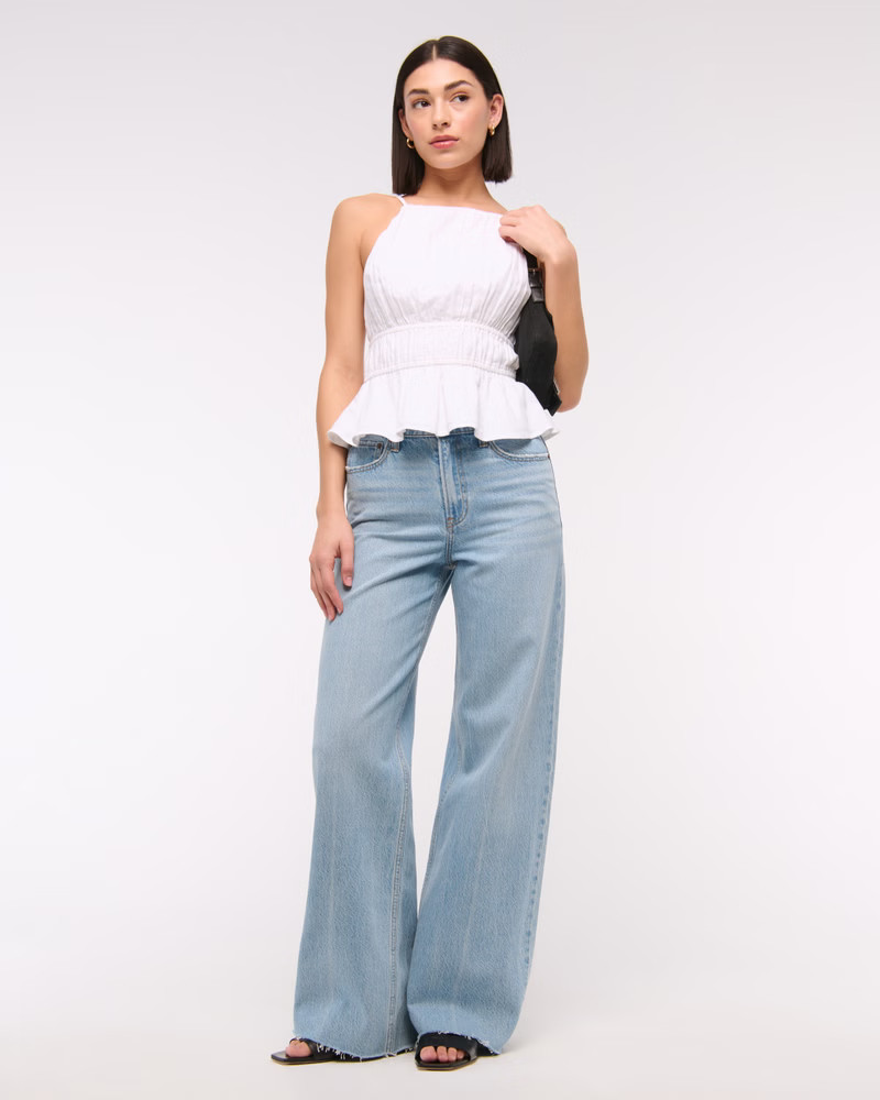 Women's High Rise Wide Leg Jean | Women's Bottoms | Abercrombie.com | Abercrombie & Fitch (US)