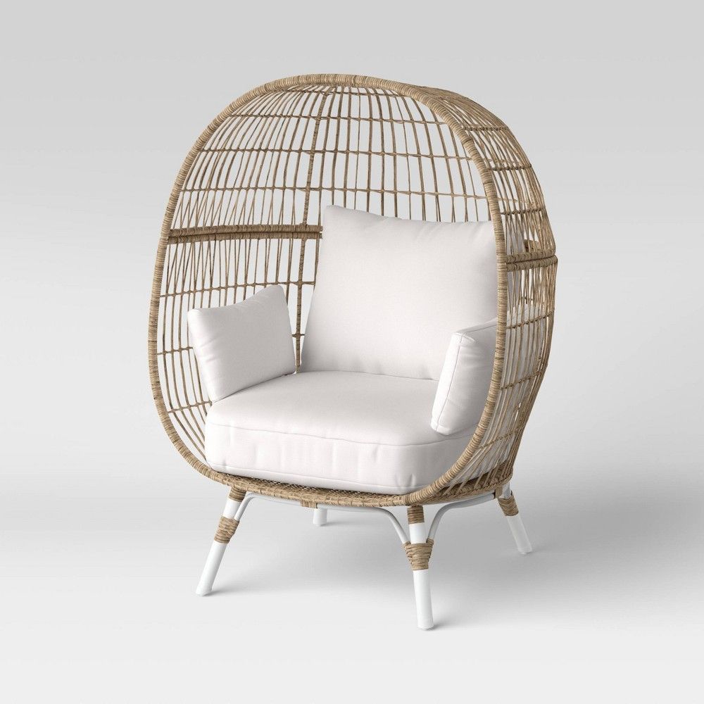 Southport Egg Chair with Natural/White Metal Legs - White - Opalhouse | Target