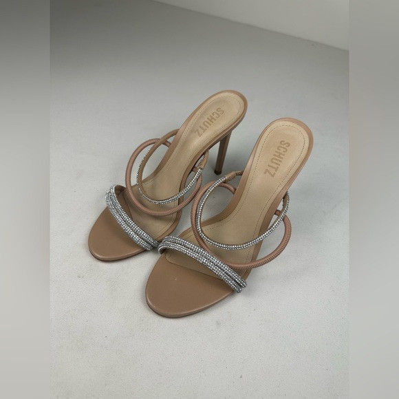 Schutz Whiteley Sandal in Cristal & True Beige size 8.5 EUC | Poshmark