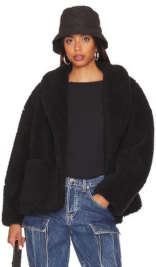 Aliss Faux Shearling Jacket in Black | Revolve Clothing (Global)