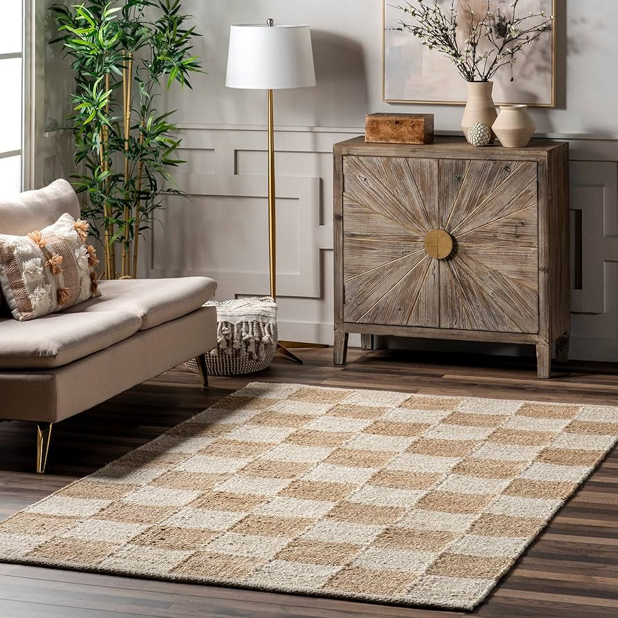 nuLOOM Christana Traditional Checkered Jute Area Rug - 8x10 Jute Area Rug Modern/Contemporary Ivo... | Amazon (US)