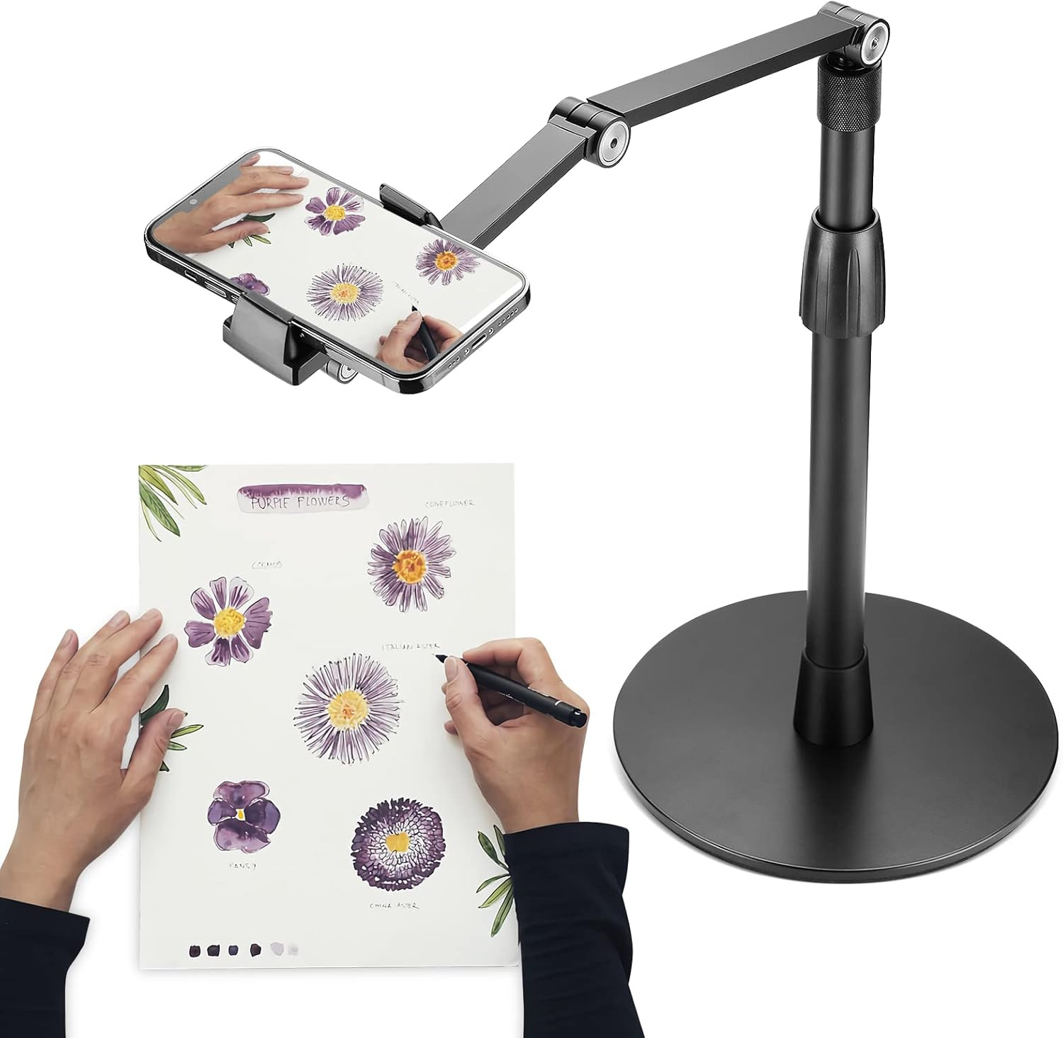 Phone Tablet Overhead Mount Stand - Aluminum Desktop Content Creator Kit Flexible Mount Extendabl... | Amazon (US)