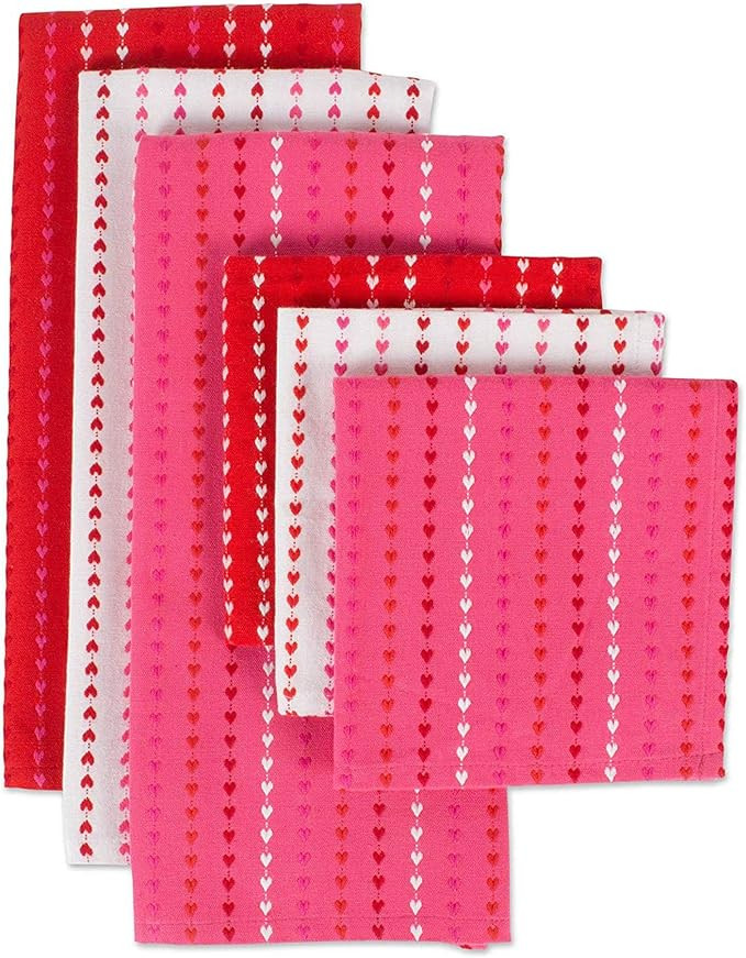 DII CAMZ10629 Dishcloth & Dishtowel Set (Set of 6), Assorted, Hearts Dobby Stripe | Amazon (US)