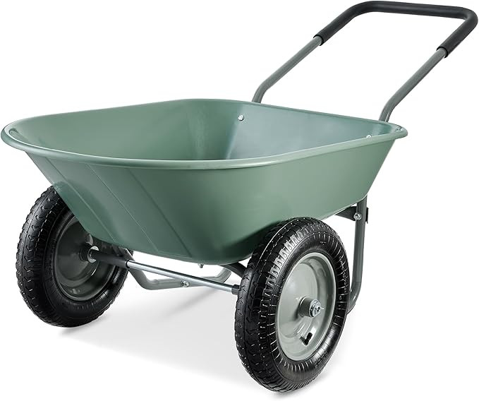 Best Choice Products Dual-Wheel Home Utility Yard Wheelbarrow Garden Cart w/Built-in Stand for La... | Amazon (US)