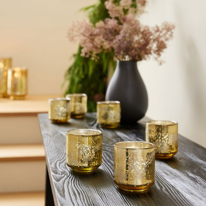 Etched Mercury Glass Hurricane | West Elm (US)