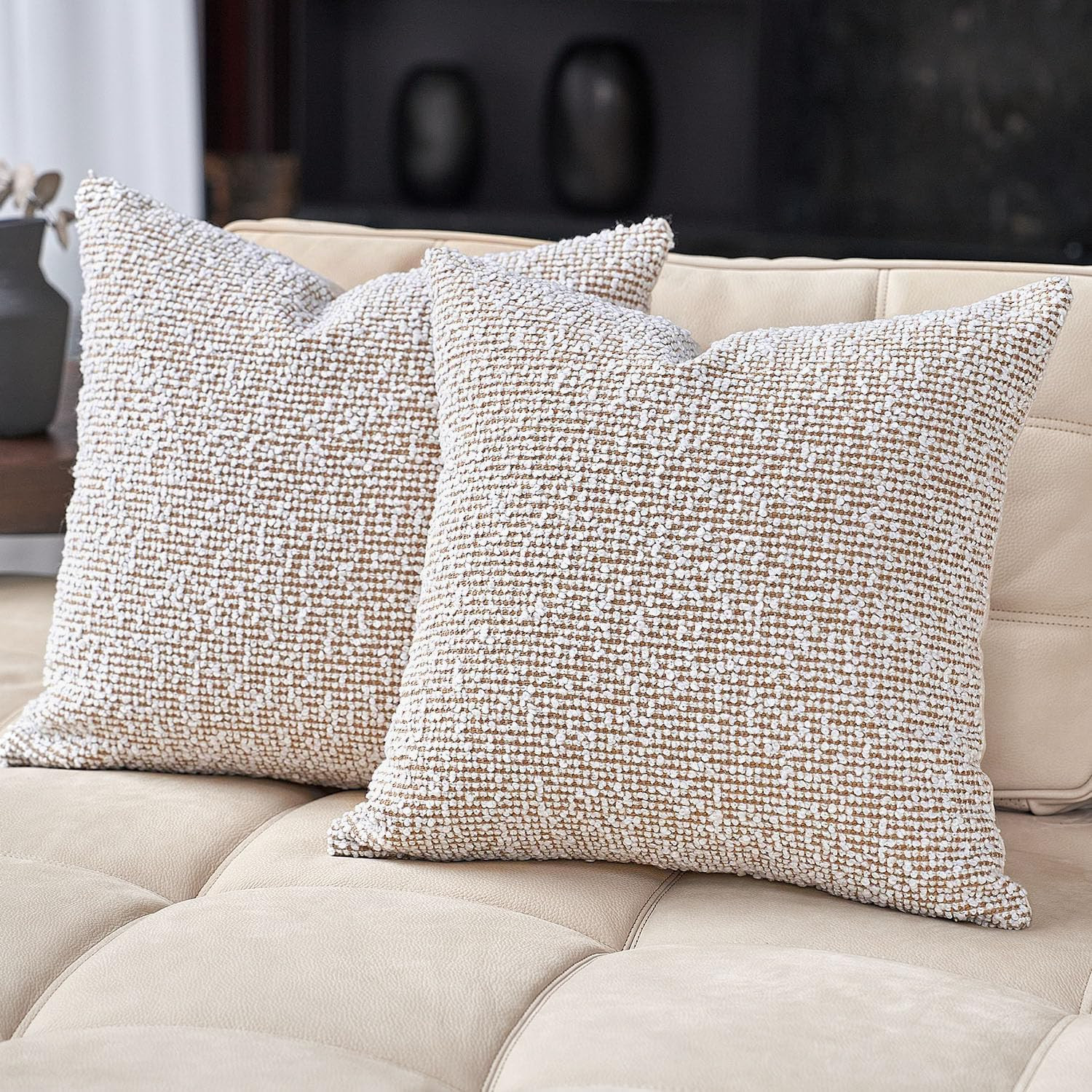 DOMVITUS Pillow Covers 20x20 Set of 2, Boucle Pillow Covers, Decorative Neutral Accent Throw Pill... | Amazon (US)