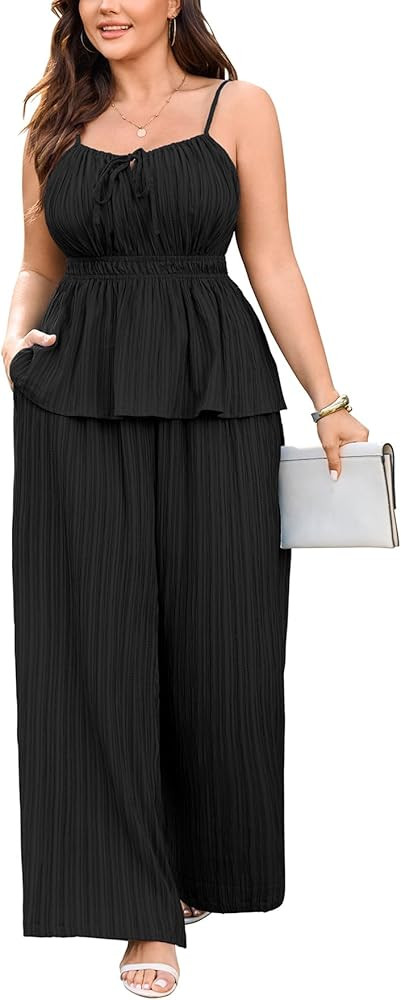 Women's Plus Size 2 Piece Summer Outfit with Pockets | Amazon (US)