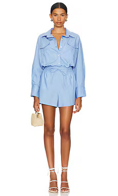 FAITHFULL THE BRAND Isole Playsuit in Mid Blue from Revolve.com | Revolve Clothing (Global)