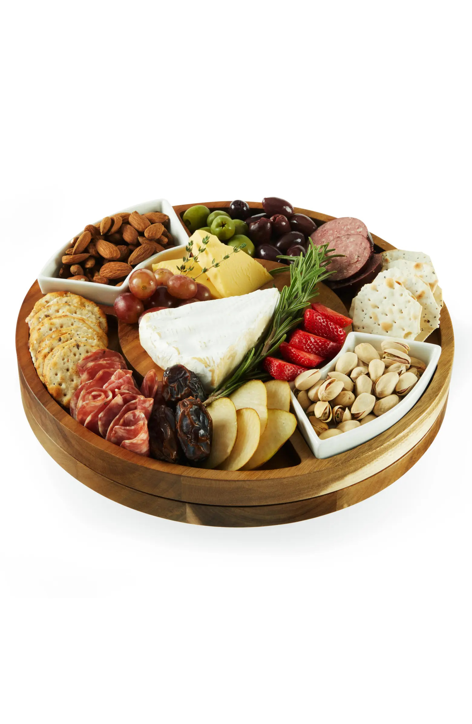 Acacia Wood Rotating Charcuterie Board with Ceramic Dishes | Nordstrom