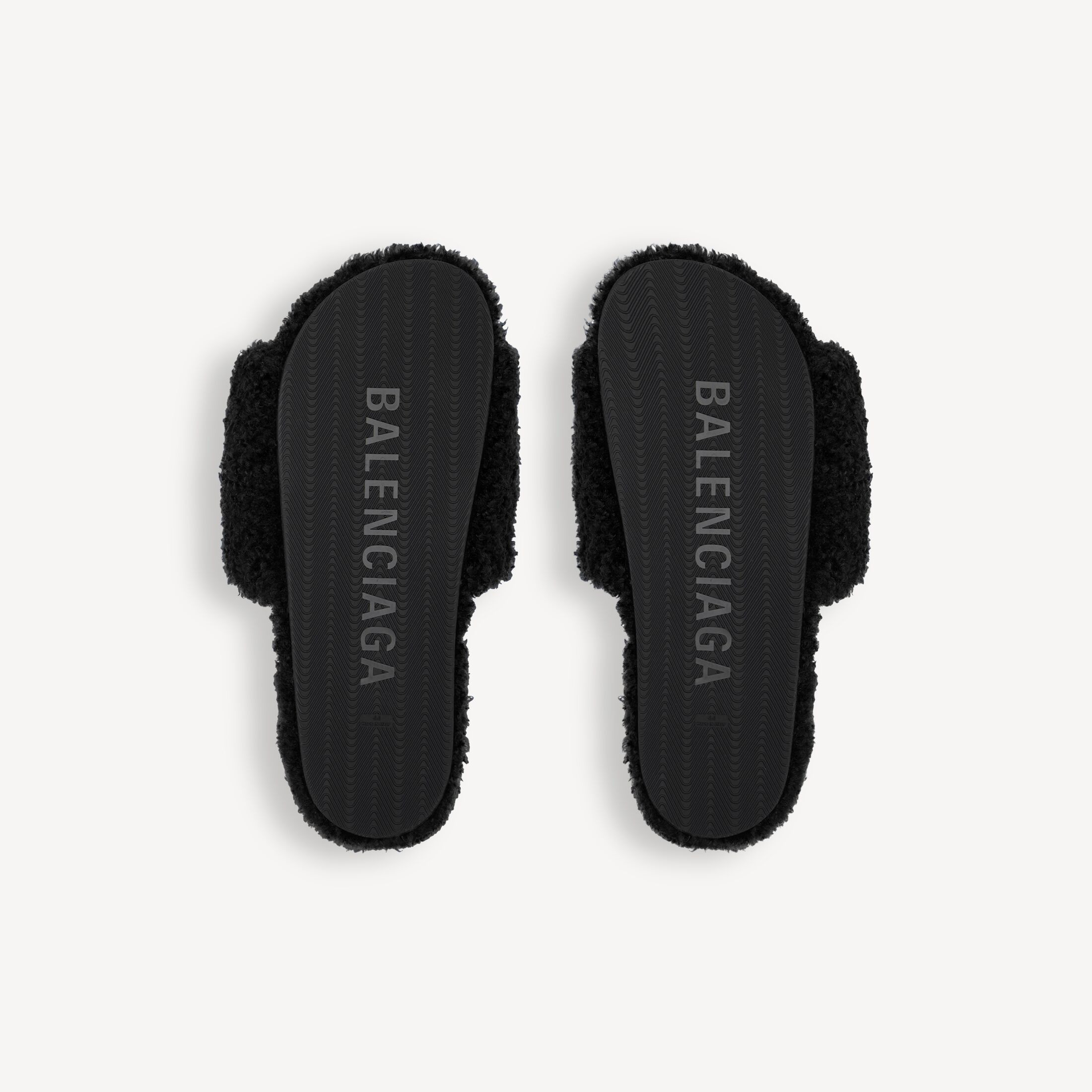 Women's Furry Slide Sandal in Black/white/red| Balenciaga® US | Balenciaga