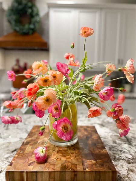 Gorgeous realistic faux poppy stems, using 5 bunches here (2 pink, 2 peach and 1 coral) 

#LTKhome #LTKSeasonal
