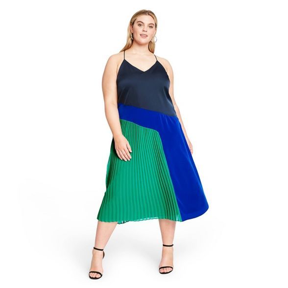 Women's Pleated Dress - CUSHNIE for Target (Regular & Plus) Blue/Green | Target