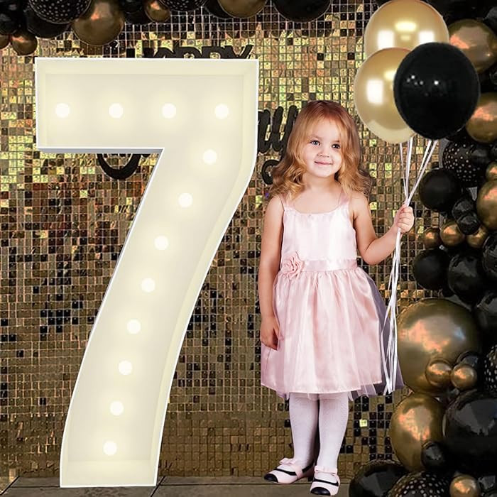 4FT Marquee Light Up Numbers Pre-Cut Frame Giant Marquee Numbers 7, Mosaic Numbers for Balloons, ... | Amazon (US)