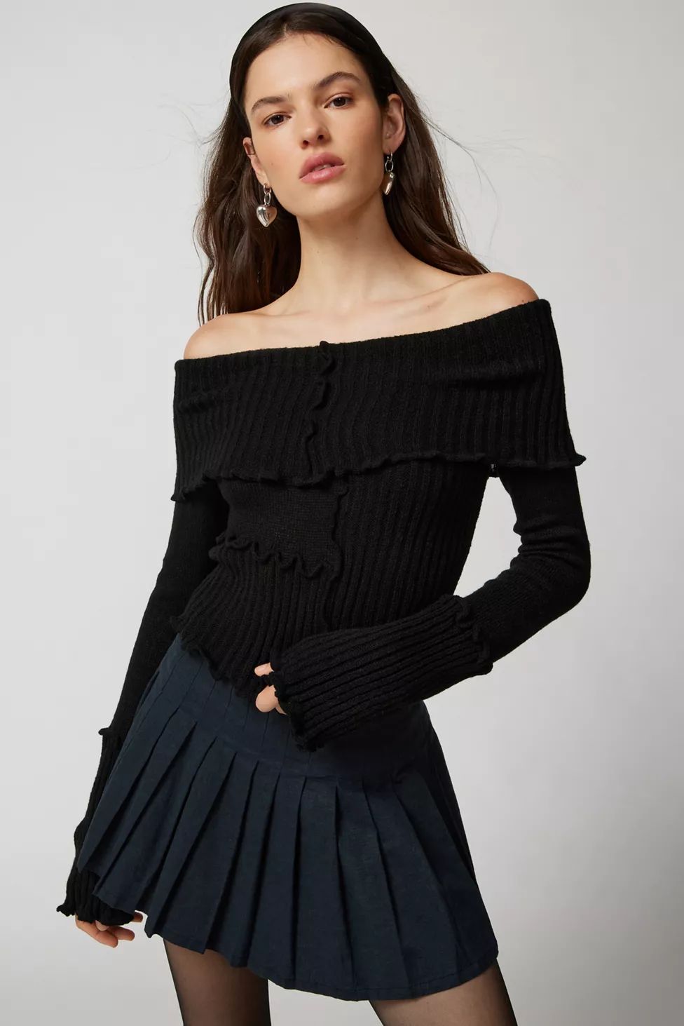 UO Overlock Off-The-Shoulder Sweater | Urban Outfitters (US and RoW)