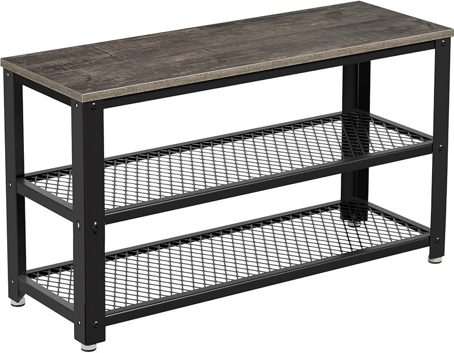 Rolanstar Shoe Bench, 3-Tier Shoe Rack, 28.7” Storage Entry Bench with Mesh Shelves Wood Seat, ... | Amazon (US)