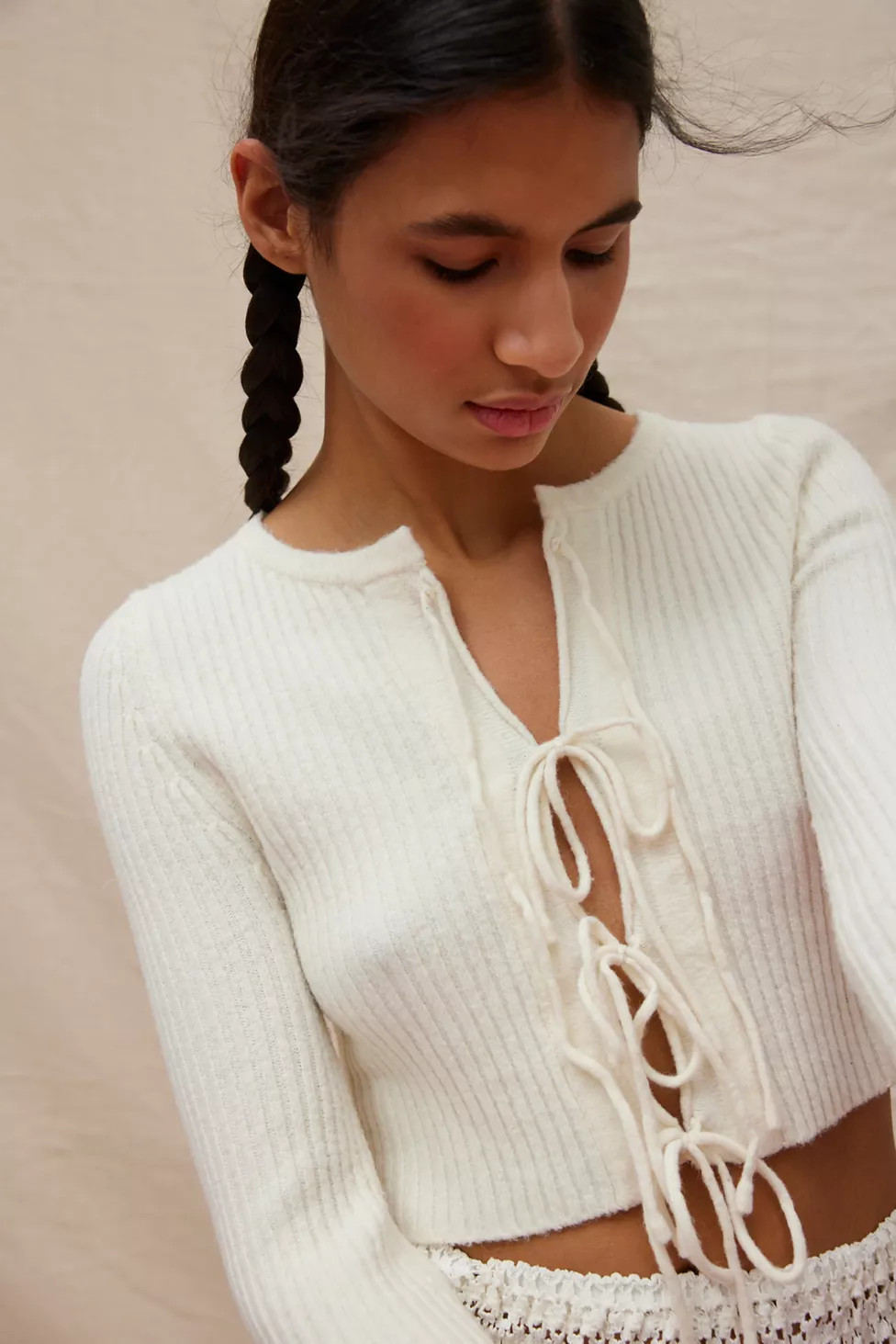 Kimchi Blue Jane Bow Tie-Front Cardigan | Urban Outfitters (US and RoW)