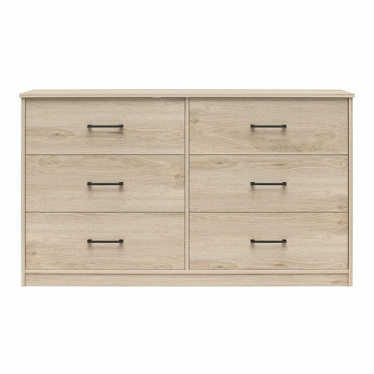 Ameriwood Home BrEZ Build Pearce Wide 6 Drawer Dresser, Light Oak | Walmart (US)