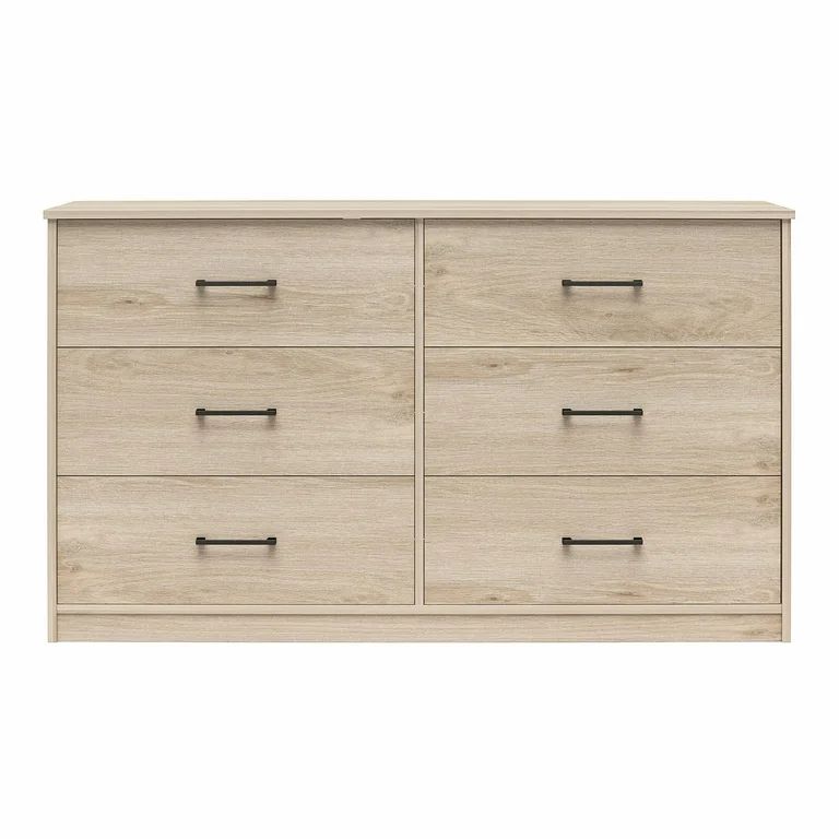 Ameriwood Home BrEZ Build Pearce Wide 6 Drawer Dresser, Light Oak | Walmart (US)