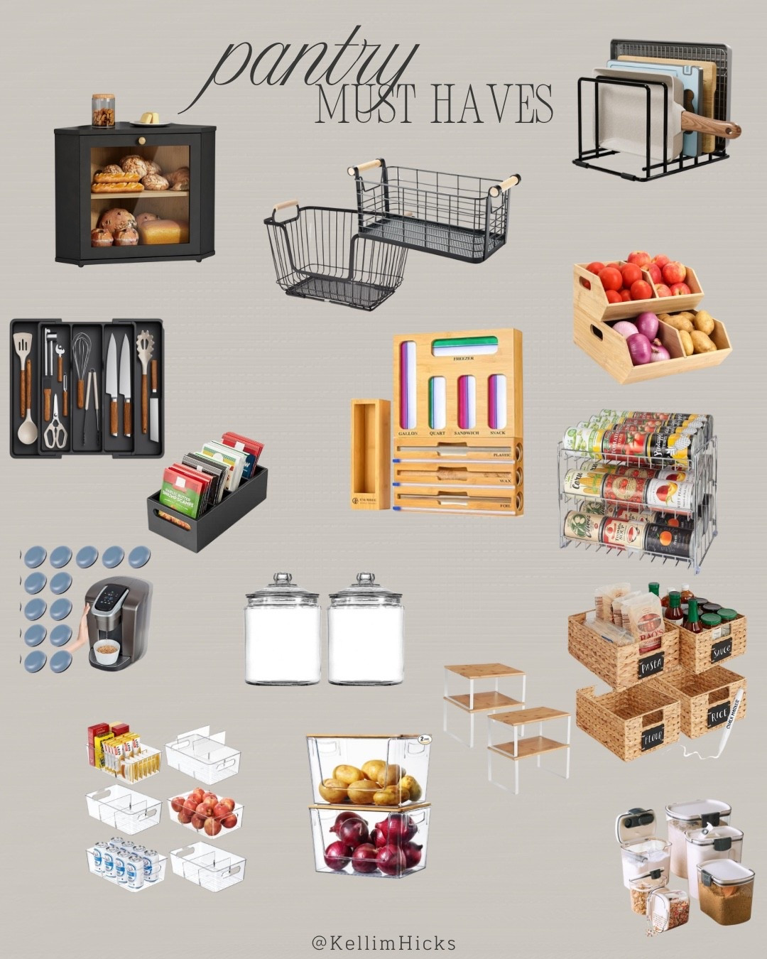 Pantry must haves that keep everything organized and easy to grab 🥖🥔🥫 From bins and baskets to can risers and bag organizers, these little upgrades make the biggest difference in keeping the pantry functional and pretty.

#ltkhome #pantryorganization #pantrymusthaves #ltkfinds #homeorganization #cozyhome