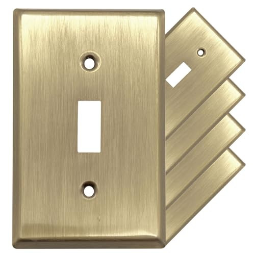 Rio Salto BRASS Toggle Wall Plate Cover Antique Gold Metal Gold Toggle Light Switch Covers STANDARD SIZE Single Toggle Switch Wallplate Wall Switch Plate Covers Vintage (Toggle, 1-Gang, 5-Pack) | Amazon (US)