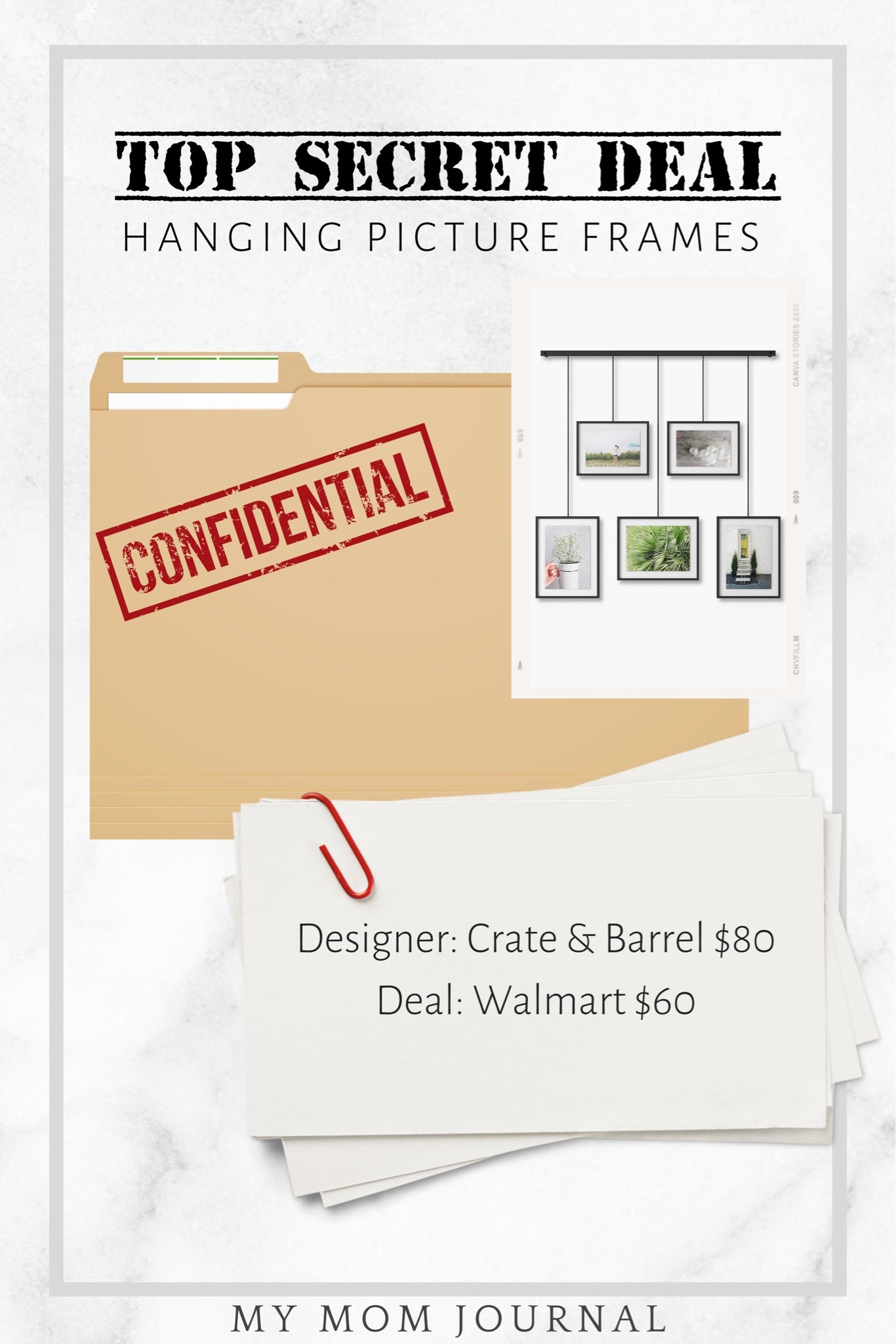 Top Secret Deal! This wall hanging picture frame sells for $80 at Crate & Barrel but is $60 at Walmart!

#topsecret #deals #crateandbarrel #walmart #walmartfinds #mymomjournal #homedecor #dotd

#LTKhome #LTKsalealert #LTKunder100
